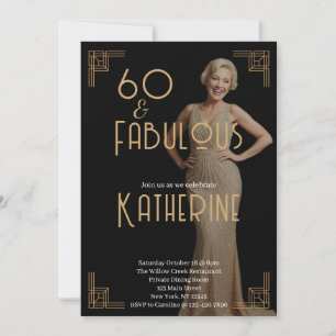 Invitation Photo Art Déco pour une fête d'anniversaire de 60