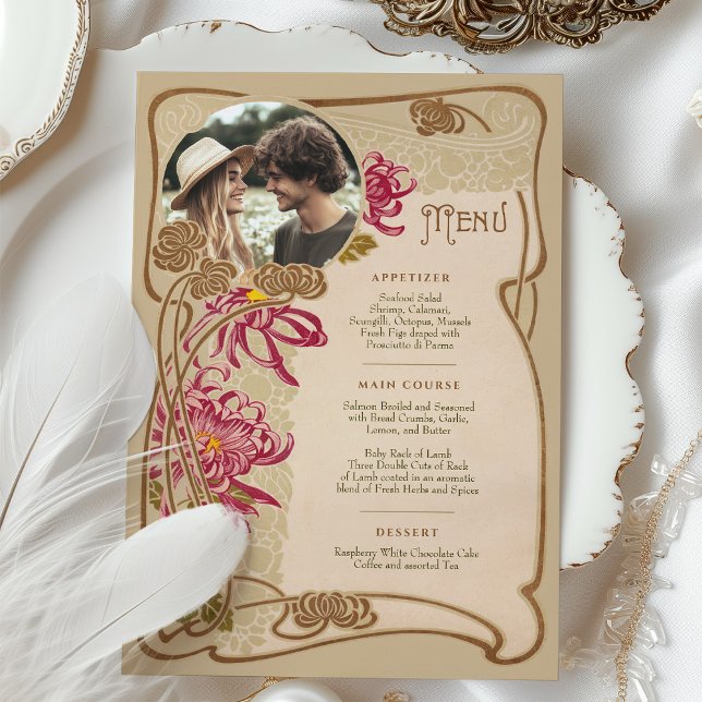 Invitation Photo Art Nouveau Menu Dîner Mariage (Créateur téléchargé)