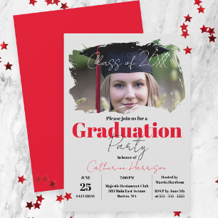 Invitation Photo Artistique moderne Portrait Parti de Graduat