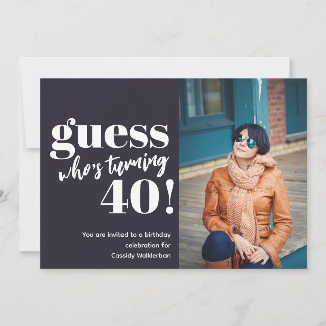 Invitation Photo audacieuse 40e anniversaire (Devant)