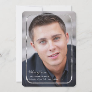 Invitation photo avec cadre argenté fin