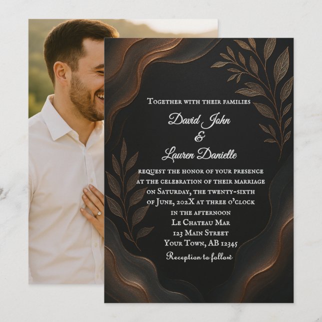 Invitation photo avec chuchotement métallique (Devant / Derrière)