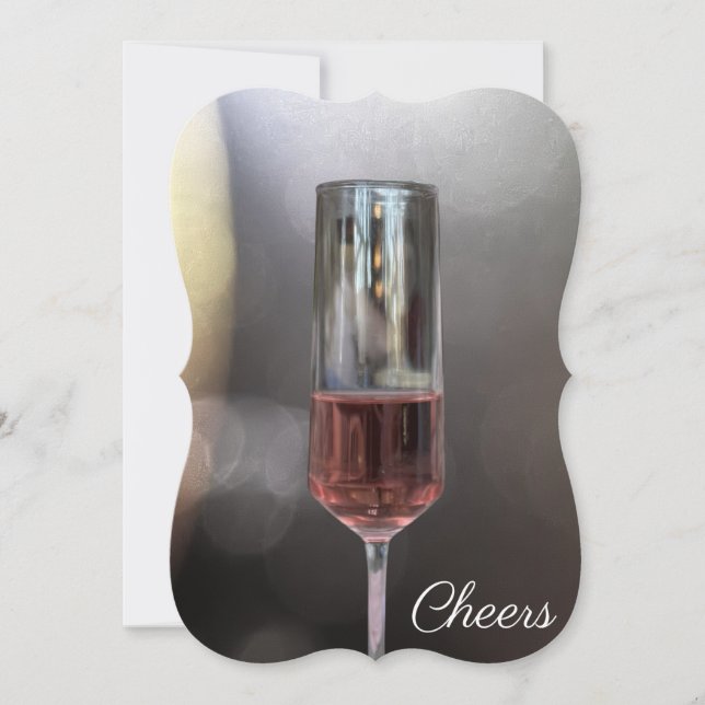 Invitation photo avec un verre de vin (Devant)