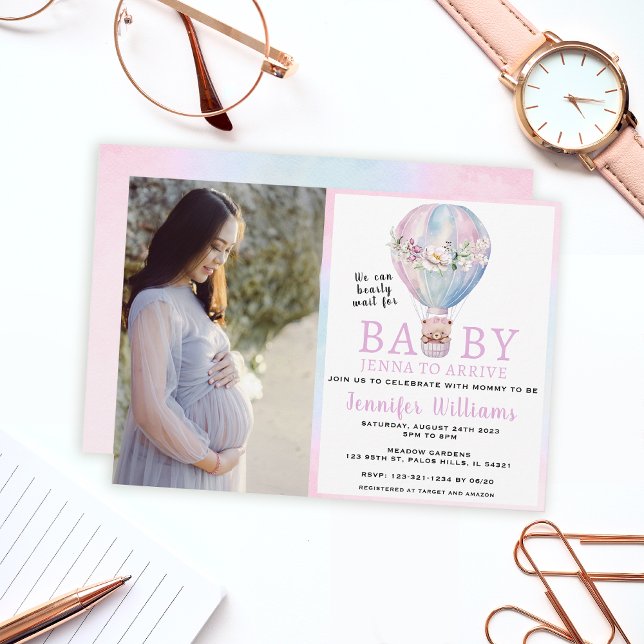 Invitation photo baby shower montgolfière (Créateur téléchargé)