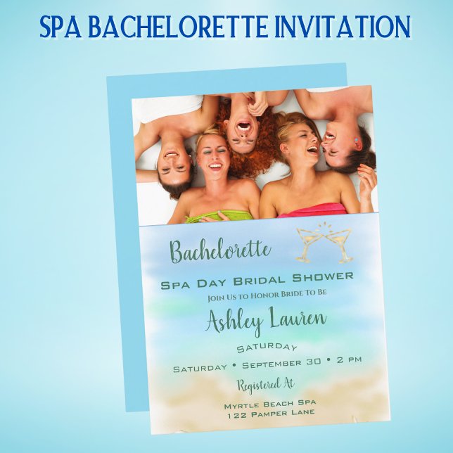 Invitation Photo Bachelorette Fête des mariées Jour Spa (Créateur téléchargé)