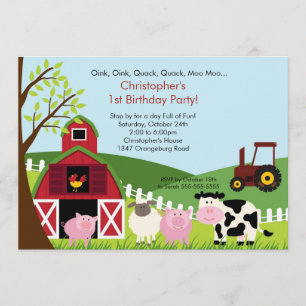 Invitation Photo Barnyard Animal Fun Birthday Party