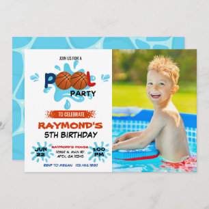 Invitation Photo Basketball Pool Party