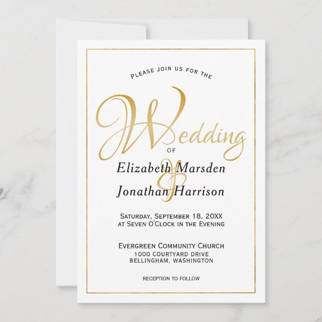 Invitation Photo Beaucoup d'Eaux Écriture Élégant Script Or (Devant)