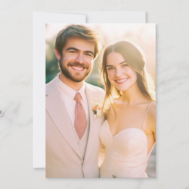 Invitation Photo Beige Romantique (Devant)