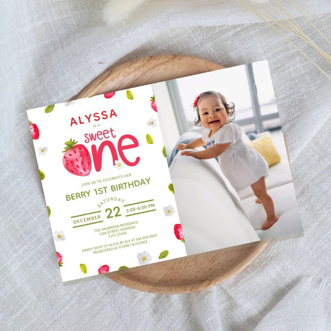 Invitation Photo Berry First Birday (Créateur téléchargé)