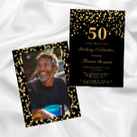 Invitation Photo Black And Gold Cinquante-Anniversaire<br><div class="desc">Voici notre exquise "Black And Gold Photo Fifty 50th Birthday Party Invitation (Edit)" - l'épitome de l'élégance et de la célébration, adapté à votre événement marquant spécial. Réalisée avec une attention minutieuse aux détails, cette invitation présente un thème noir et or intemporel, rayonnant de sophistication et de style. La riche...</div>