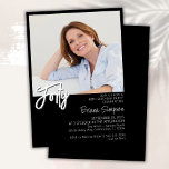 Invitation Photo Black and White 40th Birthday<br><div class="desc">Photo minimaliste moderne noir et blanc 40e anniversaire invitation pour une fête d'anniversaire amusante. L'âge peut être changé. Cette invitation est simple et élégante, adulte jalon d'anniversaire invitation pour les hommes et les femmes. La couleur noire et blanche de l'arrière - plan peut être changée en n'importe quelle couleur de...</div>