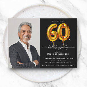 Invitation Photo Black Gold 60e anniversaire