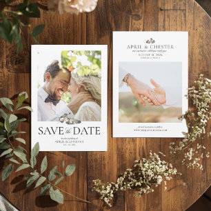 Invitation Photo Black Palm Enregistrer la date