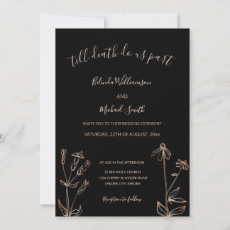 Invitation PHOTO | Black Rose Gold Wildflower | Goth Wedding
