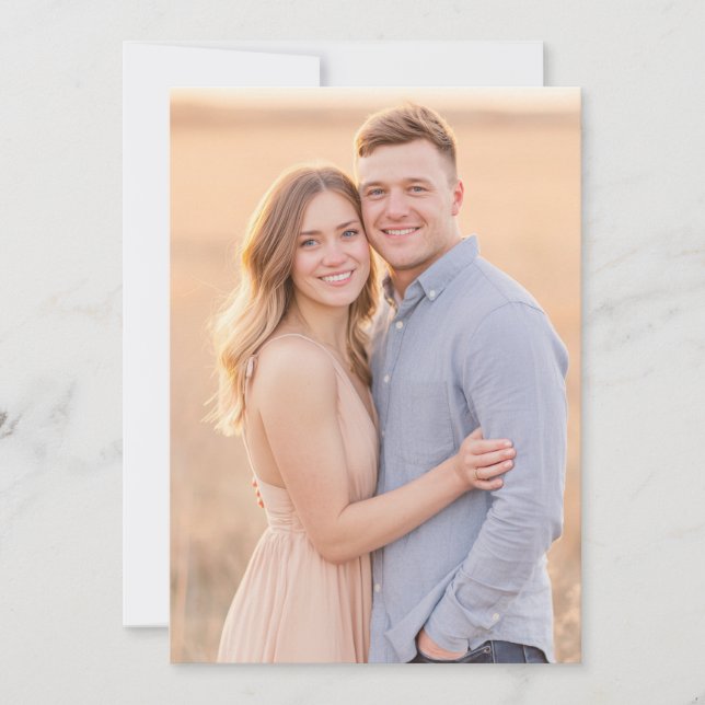 Invitation Photo Bleu Beige Romantique (Devant)