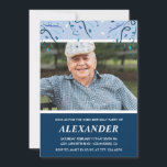 Invitation Photo bleu marine moderne d'un homme pour son 93e<br><div class="desc">Invitation pour photo bleu marine moderne d'un homme pour son 93e anniversaire</div>