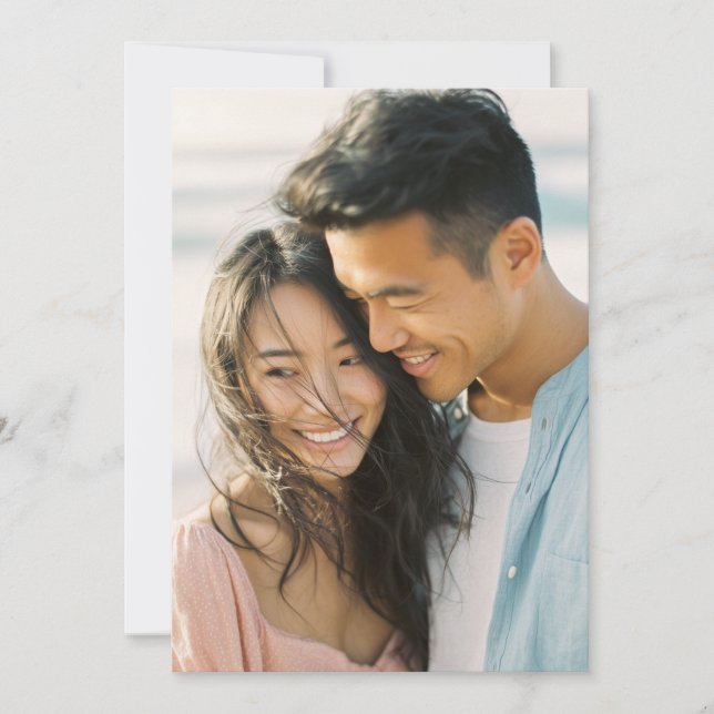 Invitation Photo Bleu Rose Joyeux (Devant)