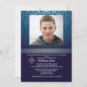 Invitation photo bleue brillante (verticale)