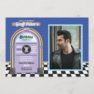 Invitation Photo bleue de musique des années 1950 de