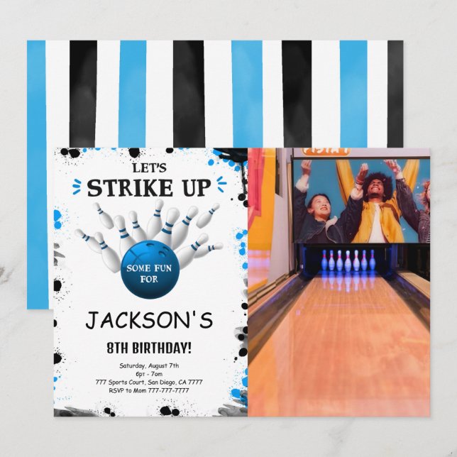 Invitation photo Blue Bowling (Devant / Derrière)