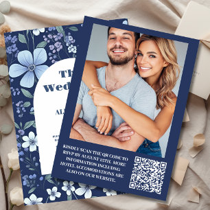 Invitation Photo Blue Periwinkle Mariage Fleur sauvage