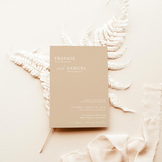 Invitation photo Boho, Invitation Beige moderne (Créateur téléchargé)