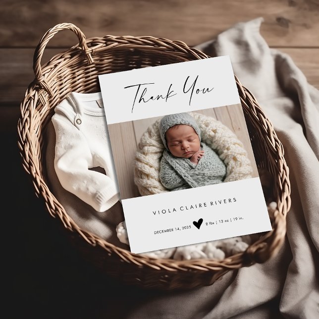 Invitation Photo Boho Thank You Baby Birth Announcement Card (Créateur téléchargé)