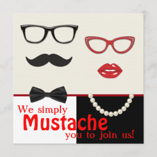 Invitation Photo Booth Prop Mustache fête d'anniversaire