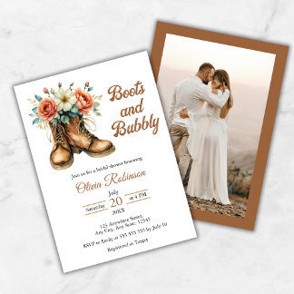 Invitation Photo Boots and Bubbly Western Bridal Shower