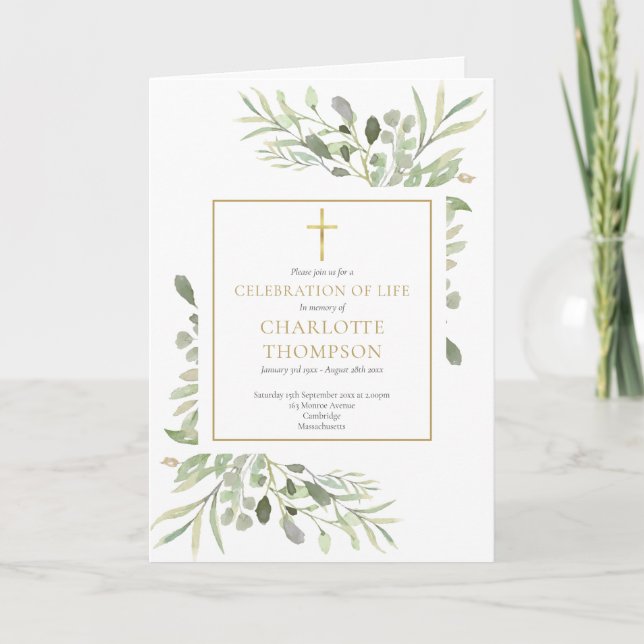 Invitation Photo botanique Célébration de la vie Funérailles  (Devant)
