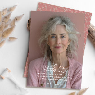 Invitation Photo botanique florale de Pretty Mauve 65e annive