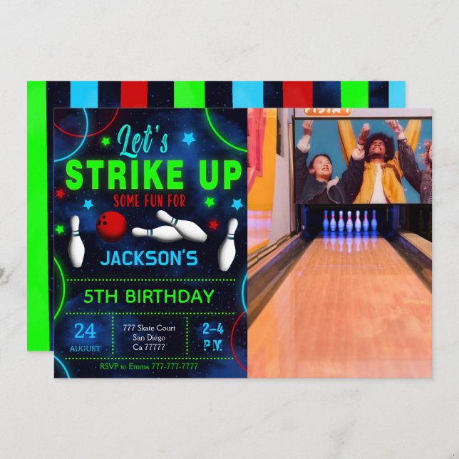 Invitation photo Bowling (Devant / Derrière)
