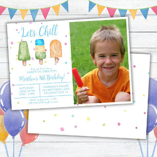 Invitation Photo Boy Summer Let's Chill Popsicle Anniversaire