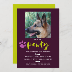 Invitation photo branché Chien ou Chiot Anniversai