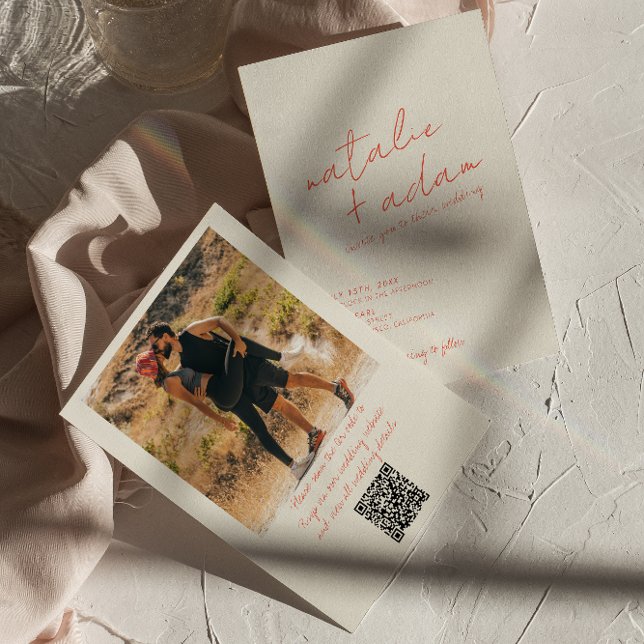 Invitation Photo Bright Orange Retro Fun Mariage Whimsical (Créateur téléchargé)