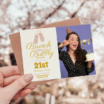 Invitation Photo Brunch et Bubbly Pink 21e anniversaire<br><div class="desc">Portez votre verre jusqu'à deux décennies et une avec notre Invitation d'Anniversaire Champagne 21 ans. Cette invitation n'est pas seulement une carte, c'est une élégante proclamation d'atteindre l'âge de la sophistication, conçue pour donner le ton d'une célébration qui déborde de style et de raffinement. Dévoilez les festivités avec notre Invitation...</div>