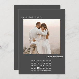 Invitation Photo & Calendrier Moderne Enregistrer La Date