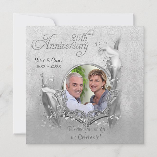 Invitation photo calla pour noces d'argent (Devant)