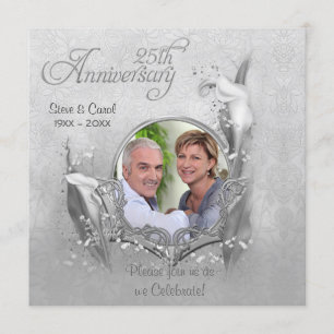 Invitation photo calla pour noces d'argent