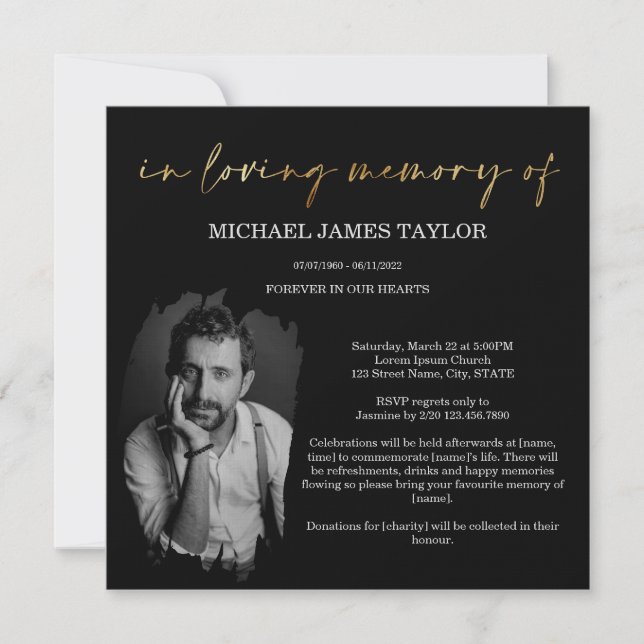Invitation Photo Calligraphie Moderne En Mémoire Amoureuse Fu (Devant)