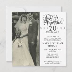 Invitation Photo carré de mariage pour le 70e anniversaire