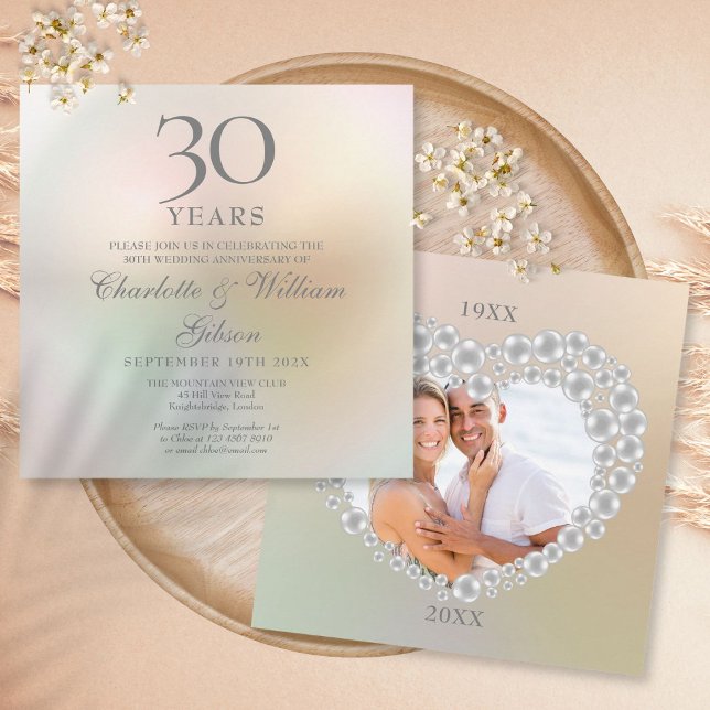 Invitation photo carrée pour les 30 ans de mariage (Créateur téléchargé)
