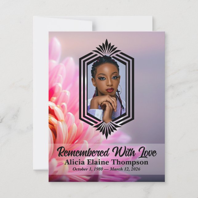 Invitation Photo Celebration Program — Pink Chrysanthemum (Devant)