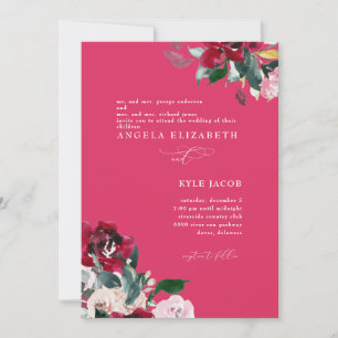 Invitation Photo Cerise Élégant Mariage