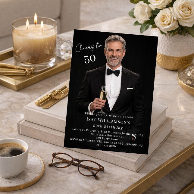 Invitation Photo cheers guy birthday (Créateur téléchargé)