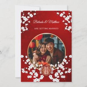 Invitation Photo Cherry Blossom Mariage chinois