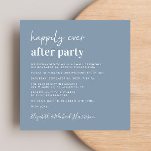 Invitation Photo Chic Dusty Blue Wedding Réception