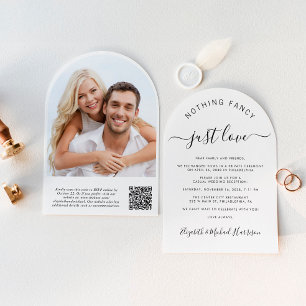 Invitation Photo Chic QR Code Arch Mariage Réception