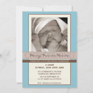 Invitation PHOTO CHRISTENING INVITATIONS: élégance 8P